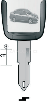 Klíč s přípravou pro čip Renault RN30U