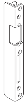 Protiplech hlavního zámku G-U úhlový k zafrézování s kolíkem pro dřevěné dveře s přípravou pro elektrický otevírač (otvor pro montáž otevírače)