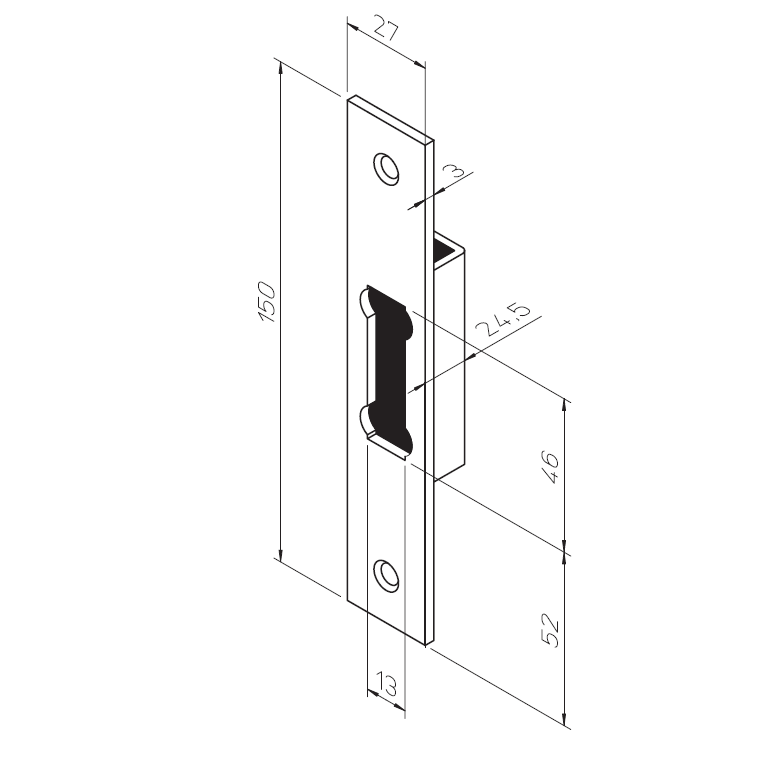 Rovný protiplech pro hákové zámky ABLOY 0036