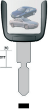 Klíč s přípravou pro čip Peugeot PG31U