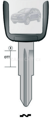 Klíč s přípravou pro čip Chevrolet DAE47U