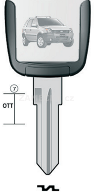 Klíč s přípravou pro čip Ford FC7U
