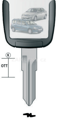 Klíč s přípravou pro čip Renault VE20U