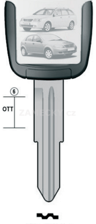 Klíč s přípravou pro čip Chevrolet DAE48SU