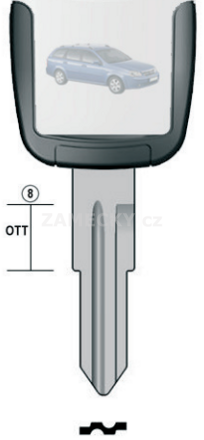 Klíč s přípravou pro čip Chevrolet DAE49U