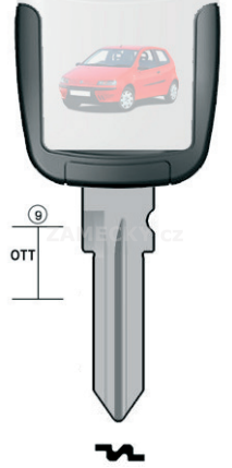 Klíč s přípravou pro čip Fiat FT1505U