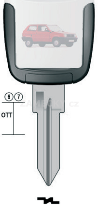 Klíč s přípravou pro čip Fiat FT50U