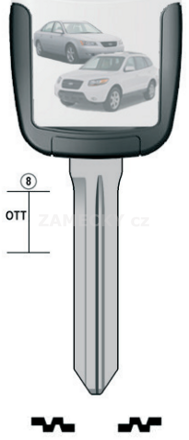 Klíč s přípravou pro čip Hyundai HY14U/HY14SU