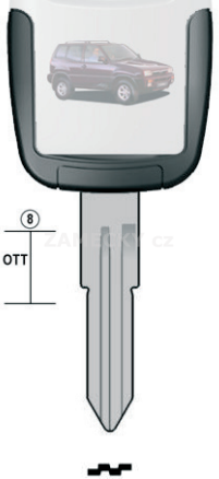Klíč s přípravou pro čip Subaru NS27U