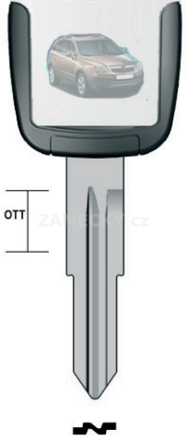 Klíč s přípravou pro čip Opel OPL1U