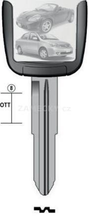 Klíč s přípravou pro čip Toyota TR41U
