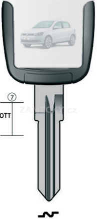 Klíč s přípravou pro čip Volkswagen V70U