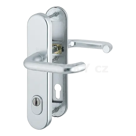 Bezpečnostní kování HOPPE Paris – Klika/Klika (Protipožární, panikové, F1 Hliník, rozteč 72 mm)