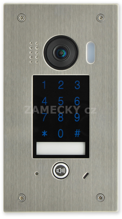 Domovní video telefon V-line zápustná exteriérová 1 tlačítková jednotka s fisheye kamerou a dotykovou klávesnicí