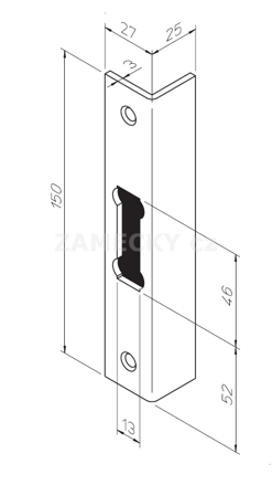 Zahnutý protiplech pro hákové zámky ABLOY 0065