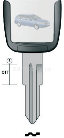 Klíč s přípravou pro čip Chevrolet DAE49U