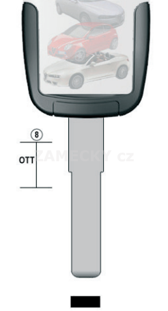 Klíč s přípravou pro čip Fiat FT22U