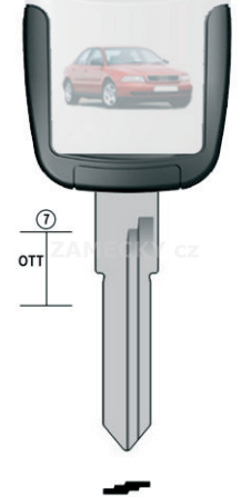 Klíč s přípravou pro čip Volkswagen V35U