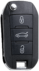Klíč s dálkovým ovladačem Citroen, Peugeot