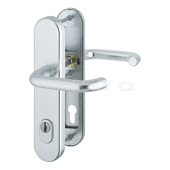 Bezpečnostní kování HOPPE Paris – Klika/Klika (Protipožární, panikové, F1 Hliník, rozteč 72 mm)