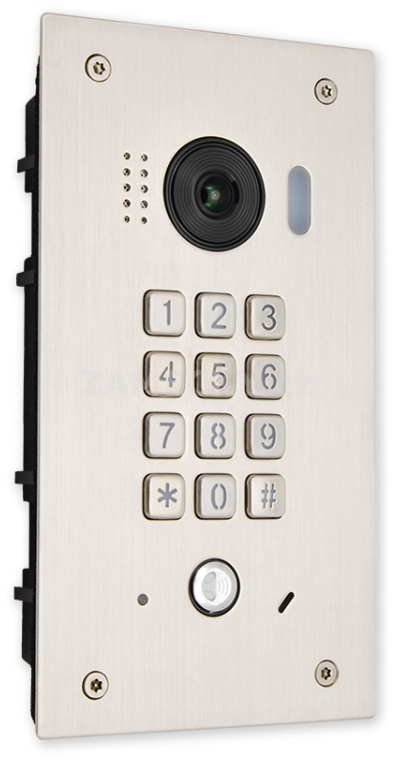 Domovní video telefon V-line zápustná exteriérová 1 tlačítková jednotka s fisheye kamerou a mechanickou klávesnicí