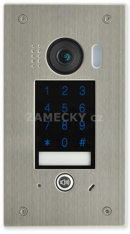 Domovní video telefon V-line zápustná exteriérová 1 tlačítková jednotka s fisheye kamerou a dotykovou klávesnicí